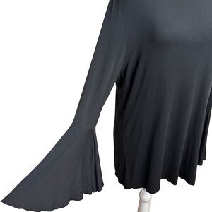 Bell Sleeve Top Womens Sz L Black Liquid Knit Whimisigoth Goth Dark Fairy Retro